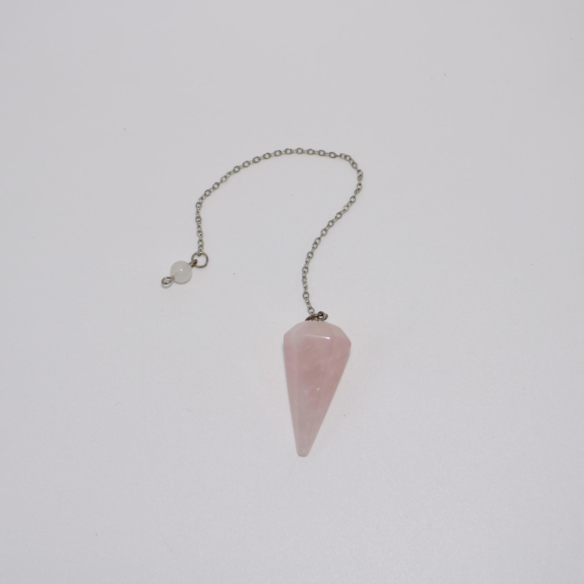 I83 pendule cone quartz rose 1 